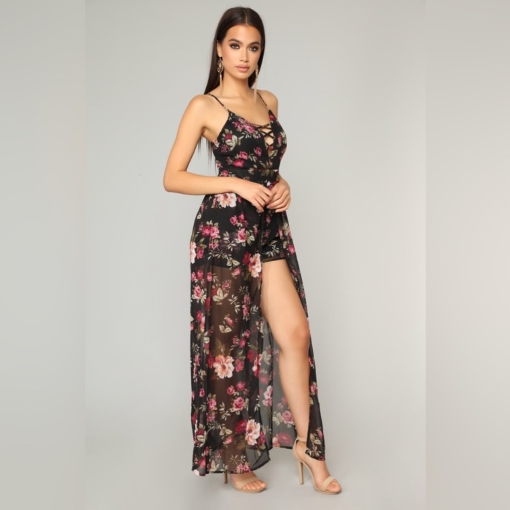 COPY - Floral Maxi Romper Dress Size Large